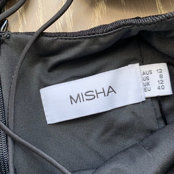 Misha Engracia plunge neck dress in black - Picture 8 of 9